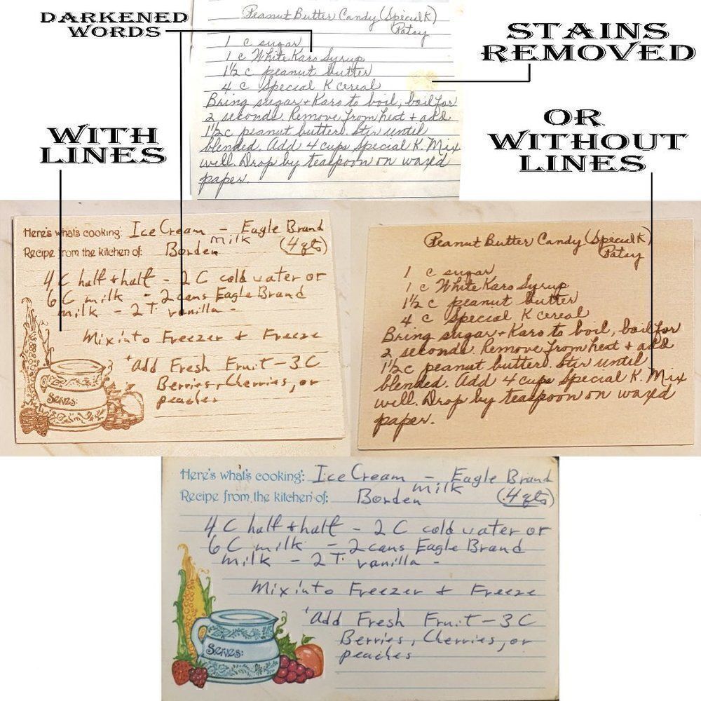 Engraved Handwritten Recipe Wood Card  - Personalized Grandma's Recipe Card
